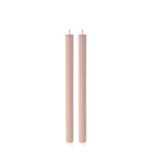 Nude 30cm Fluted Dinner Candle, Pack of 2