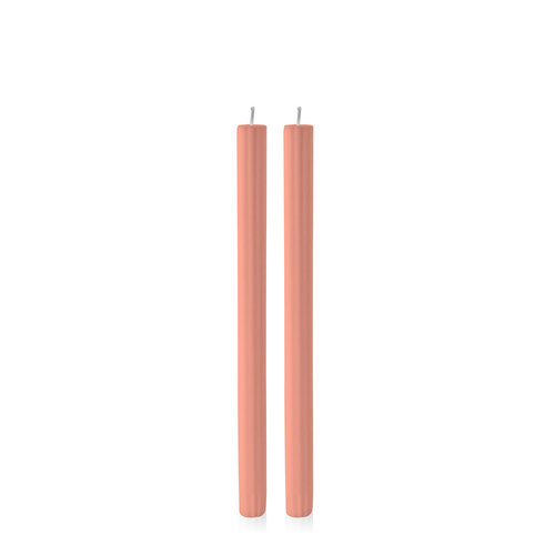 Peach 30cm Fluted Dinner Candle, Pack of 2