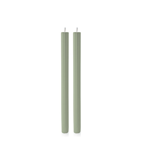 Pale Eucalypt 30cm Fluted Dinner Candle, Pack of 2