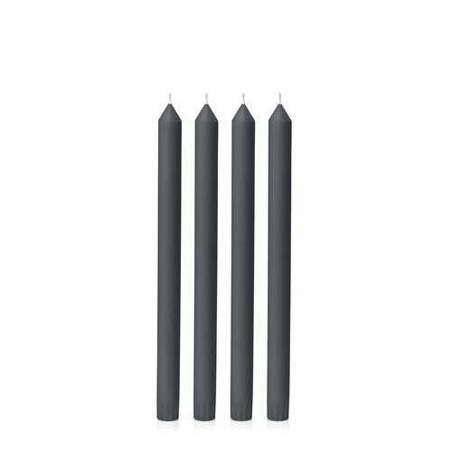 Charcoal 30cm Dinner Candle, Pack of 4