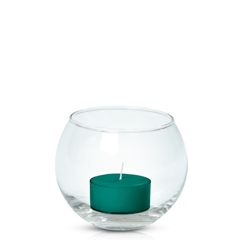 Emerald Green Moreton Eco Tealight in Fishbowl, Pack of 24