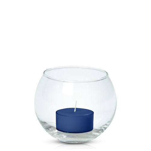 Navy Moreton Eco Tealight in Fishbowl, Pack of 24