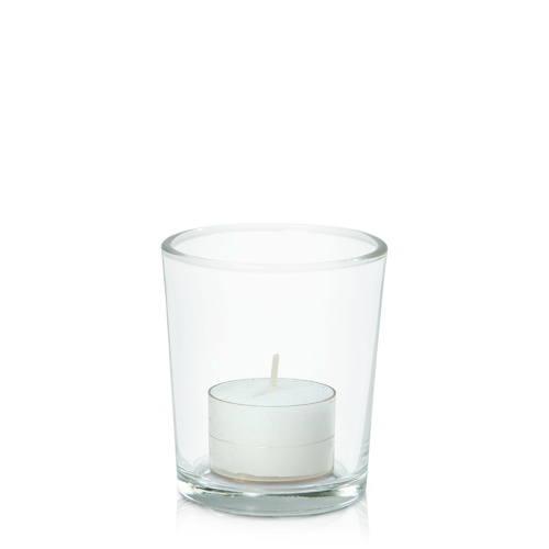White Acrylic Cup Event Tealight in Glass Votive, Pack24