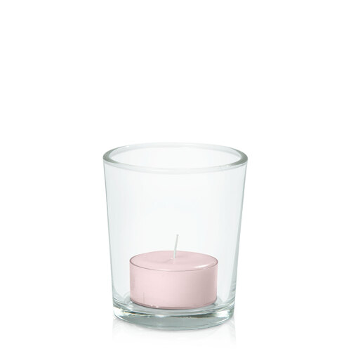 Antique Pink Tealight in Glass Votive, Pack of 24