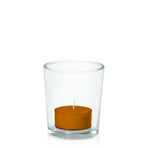 Baked Clay Tealight in Glass Votive, Pack of 24