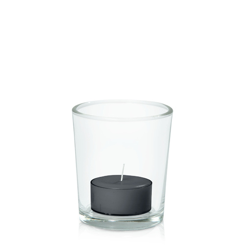 Charcoal Tealight in Glass Votive, Pack of 24
