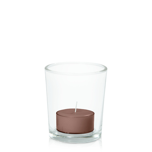 Chocolate Tealight in Glass Votive, Pack of 24