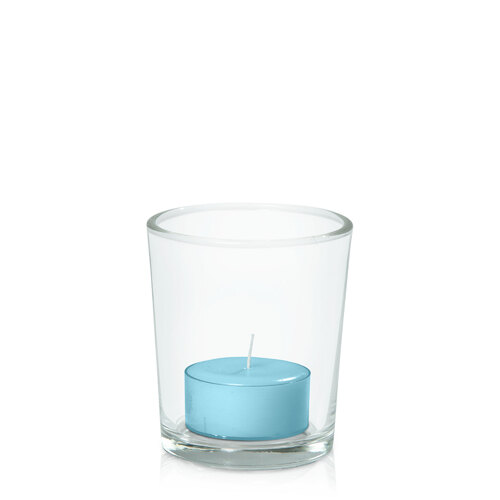 French Blue Moreton Eco Tealight in Glass Votive, Pack of 24