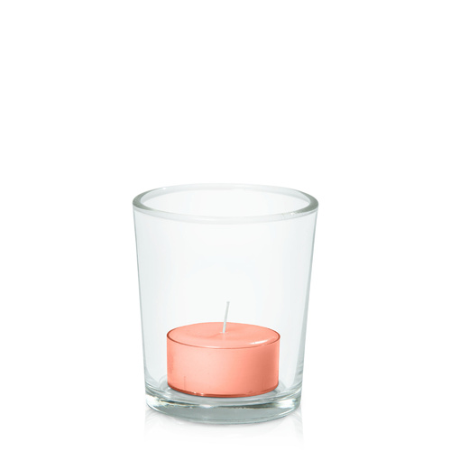 Peach Tealight in Glass Votive, Pack of 24