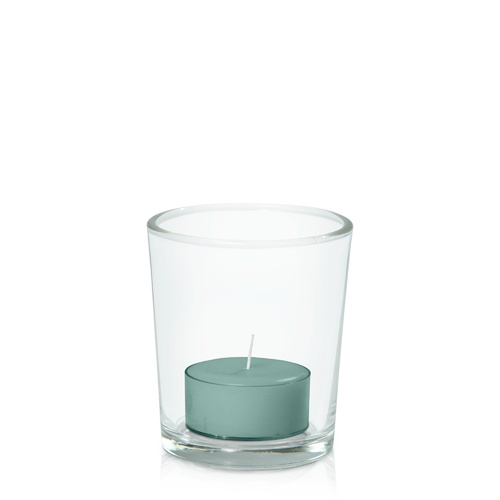 Sage Green Tealight in Glass Votive, Pack of 24