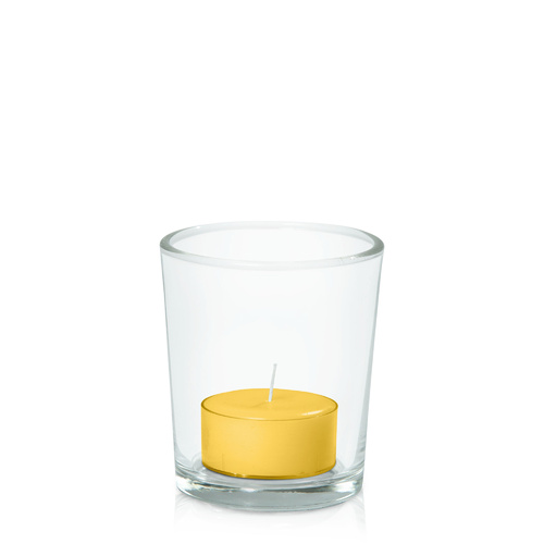 Yellow Moreton Eco Tealight in Glass Votive, Pack of 24