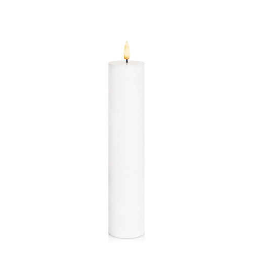 White 5cm x 20cm LED Pillar, Pack of 6