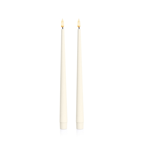 Ivory 31cm LED Taper Candle, Pack of 2