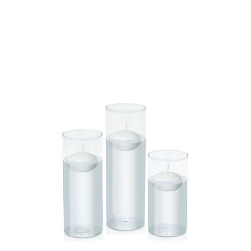 8cm Event Floating Candle in 10cm Glass Set - Lg