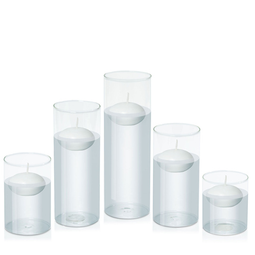 8cm Event Floating Candle in 10cm Glass Set - Sm