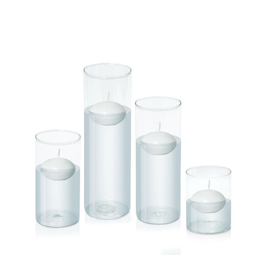 6.5cm Event Floating Candle in 8cm Glass Set - Sm